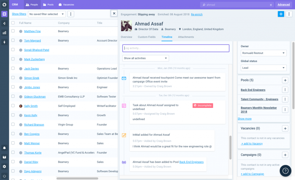 Beamery Recruitment Automation Software