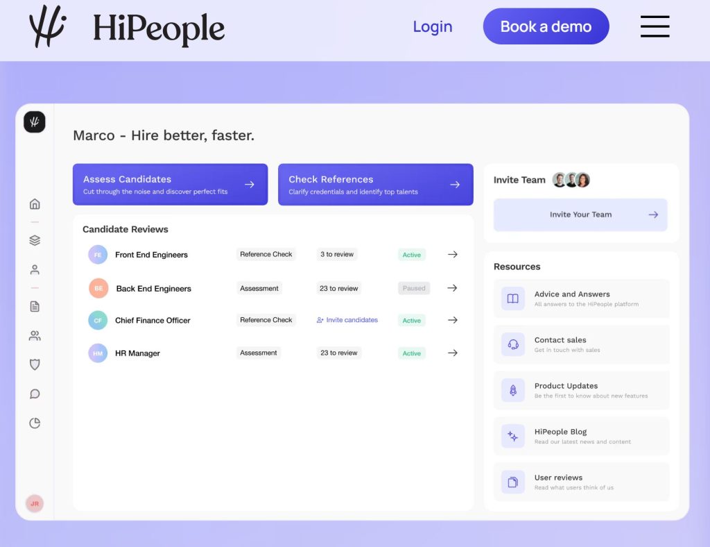 Hipeople template pre hire assessments