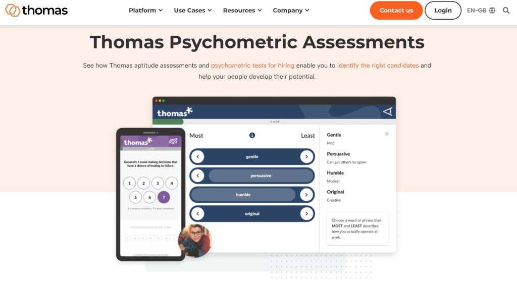 thomas psychometric template tests