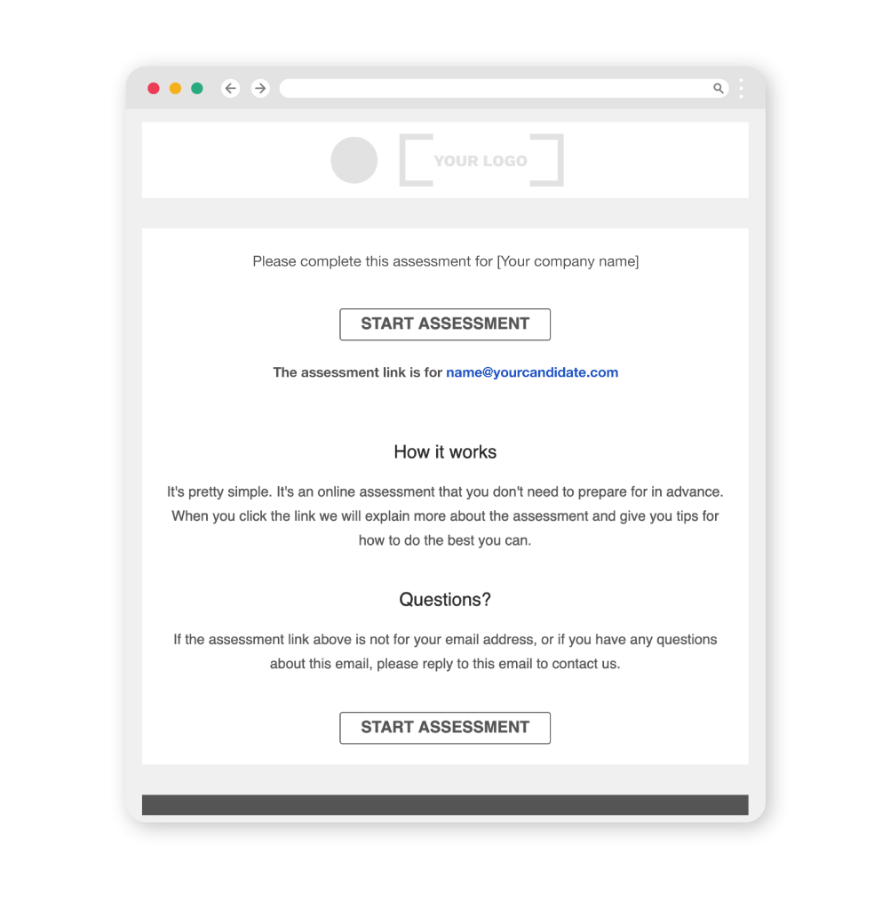 Image of an email invitation to complete a ThriveMap assessment